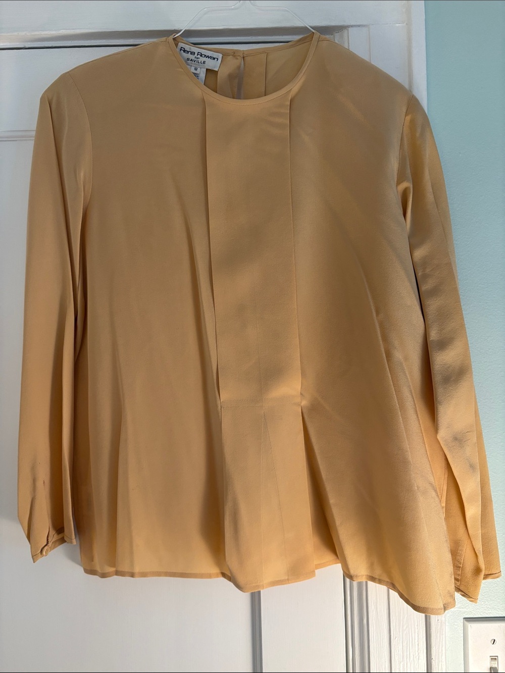 Women's Pleated Front Silk Blouse in Buttery Yellow